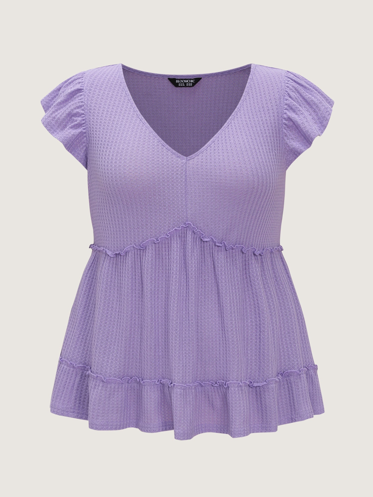 Stretchy Textured Flutter Sleeve Knit Top