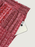 Geometric Print Flared Shirred Waist Pants