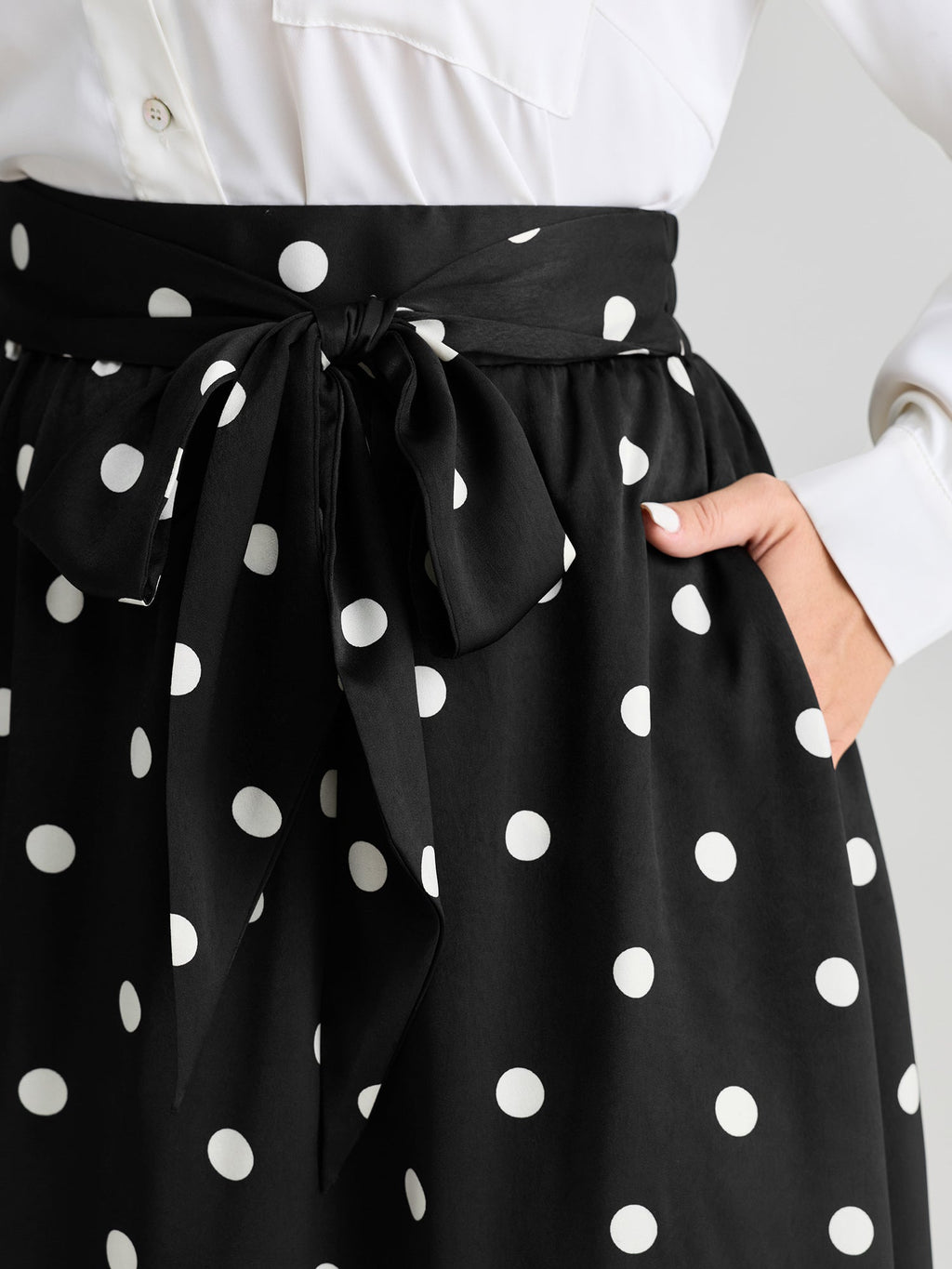 Polka Dot Charm Pleated Maxi Skirt
