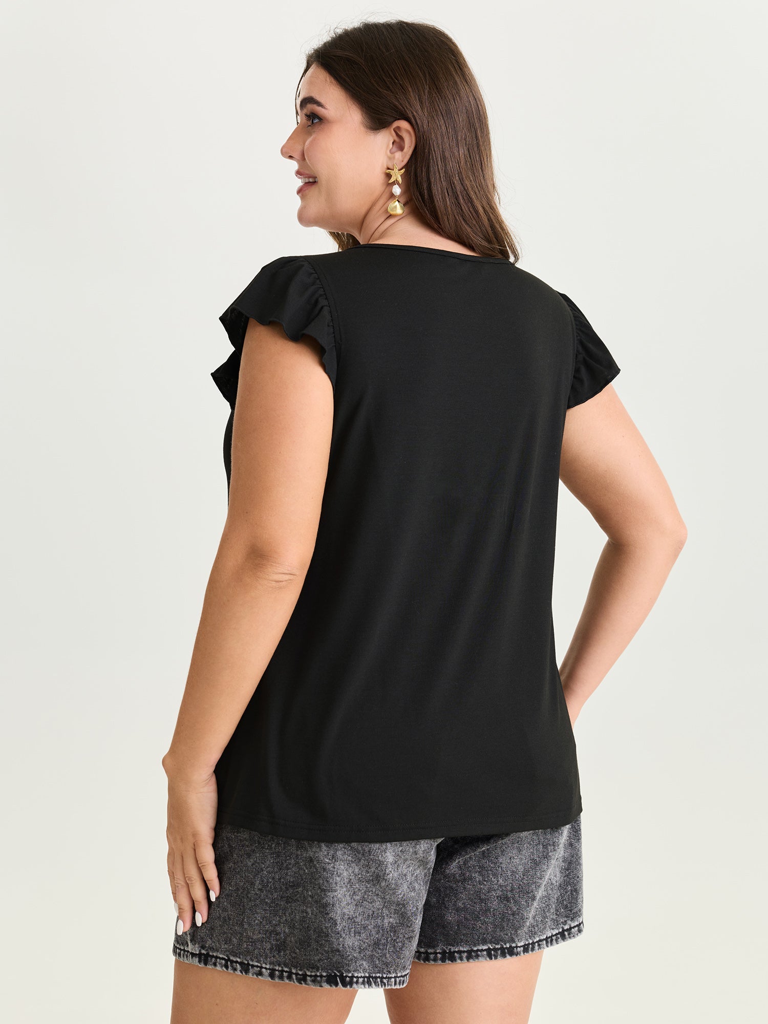 Floral Embroidered Neckline Knit Top