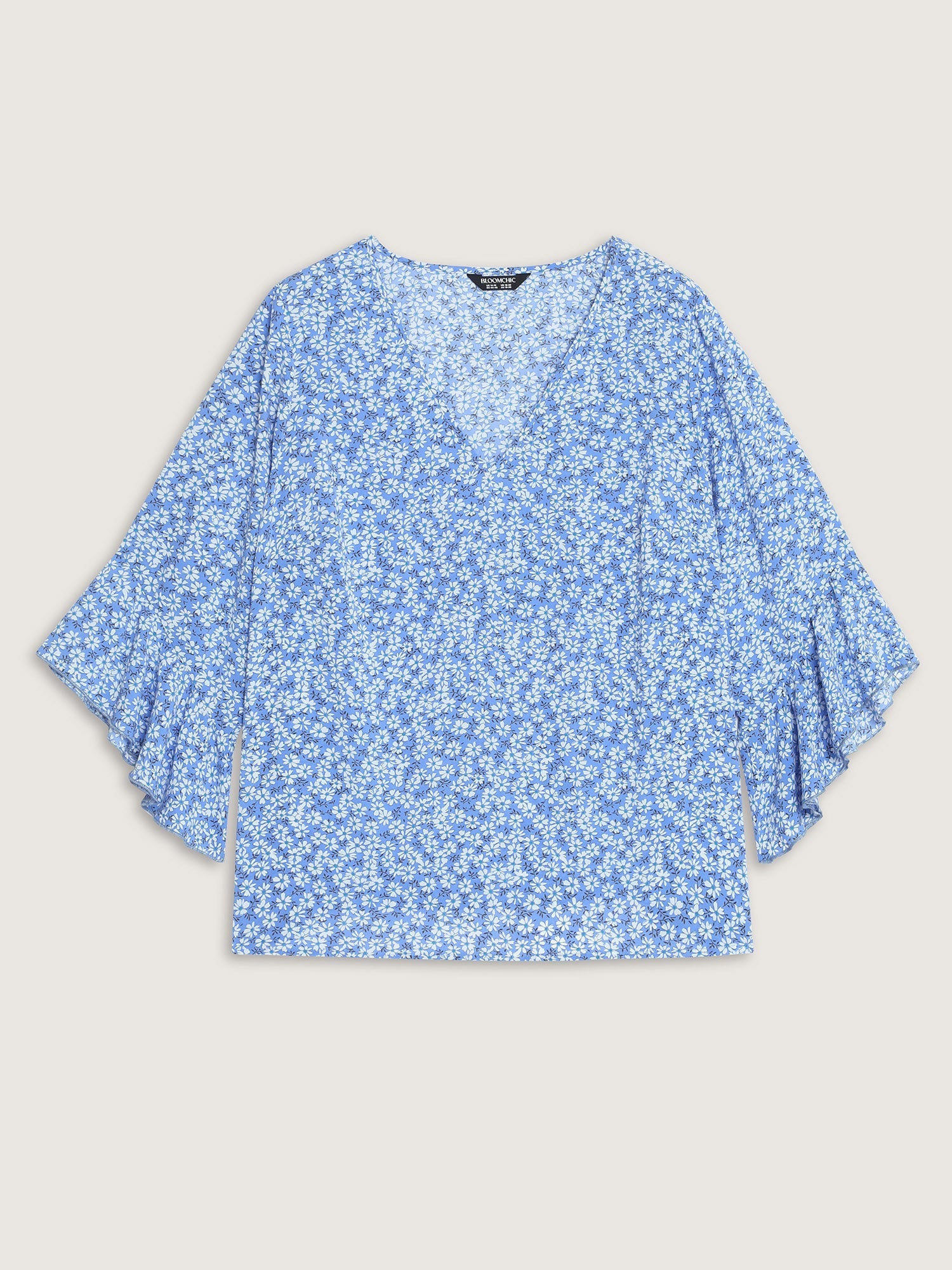 Floral Print Flared Ruffled Sleeve Blouse