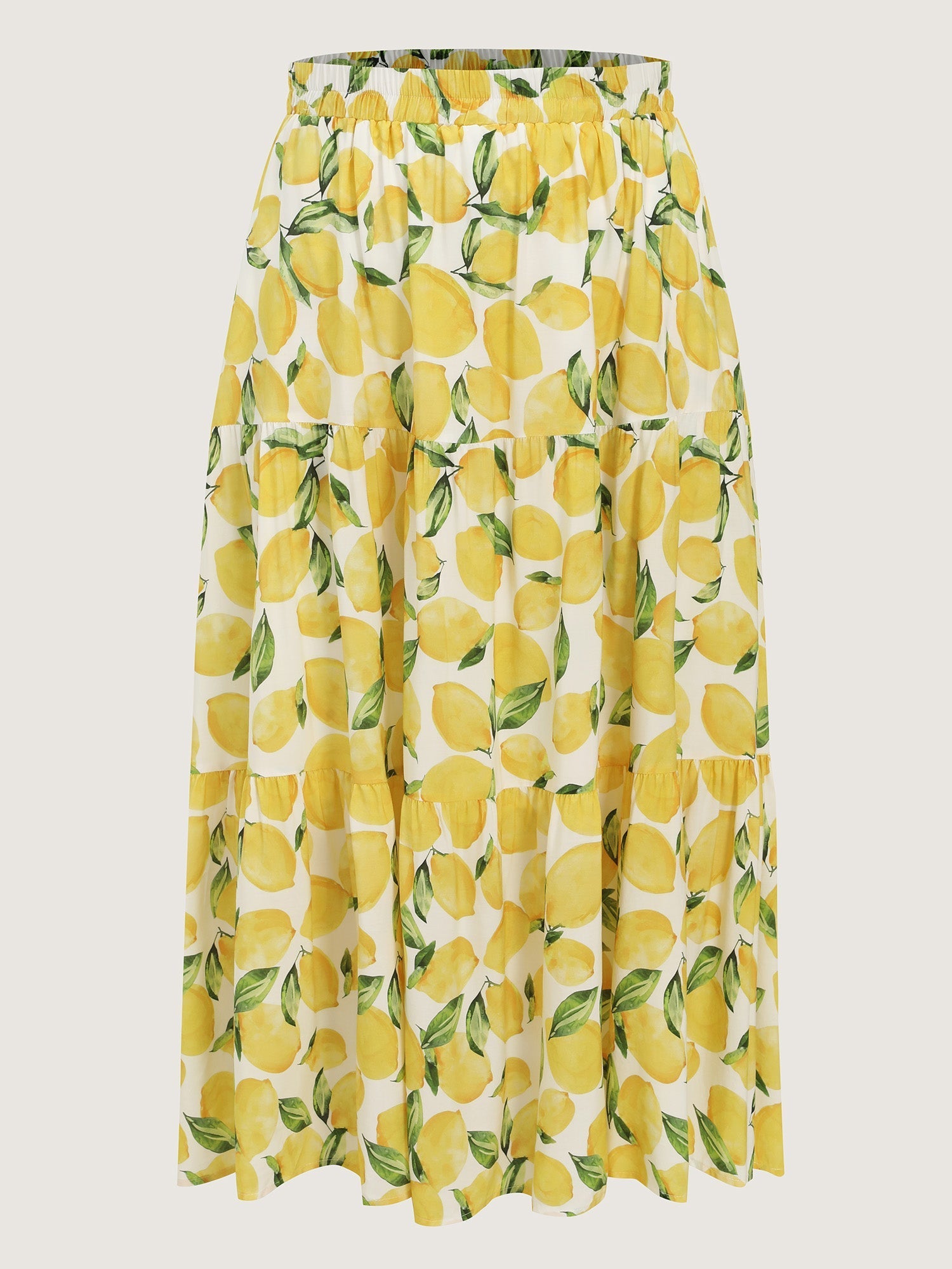 Fresh Lemon Print Maxi Skirt