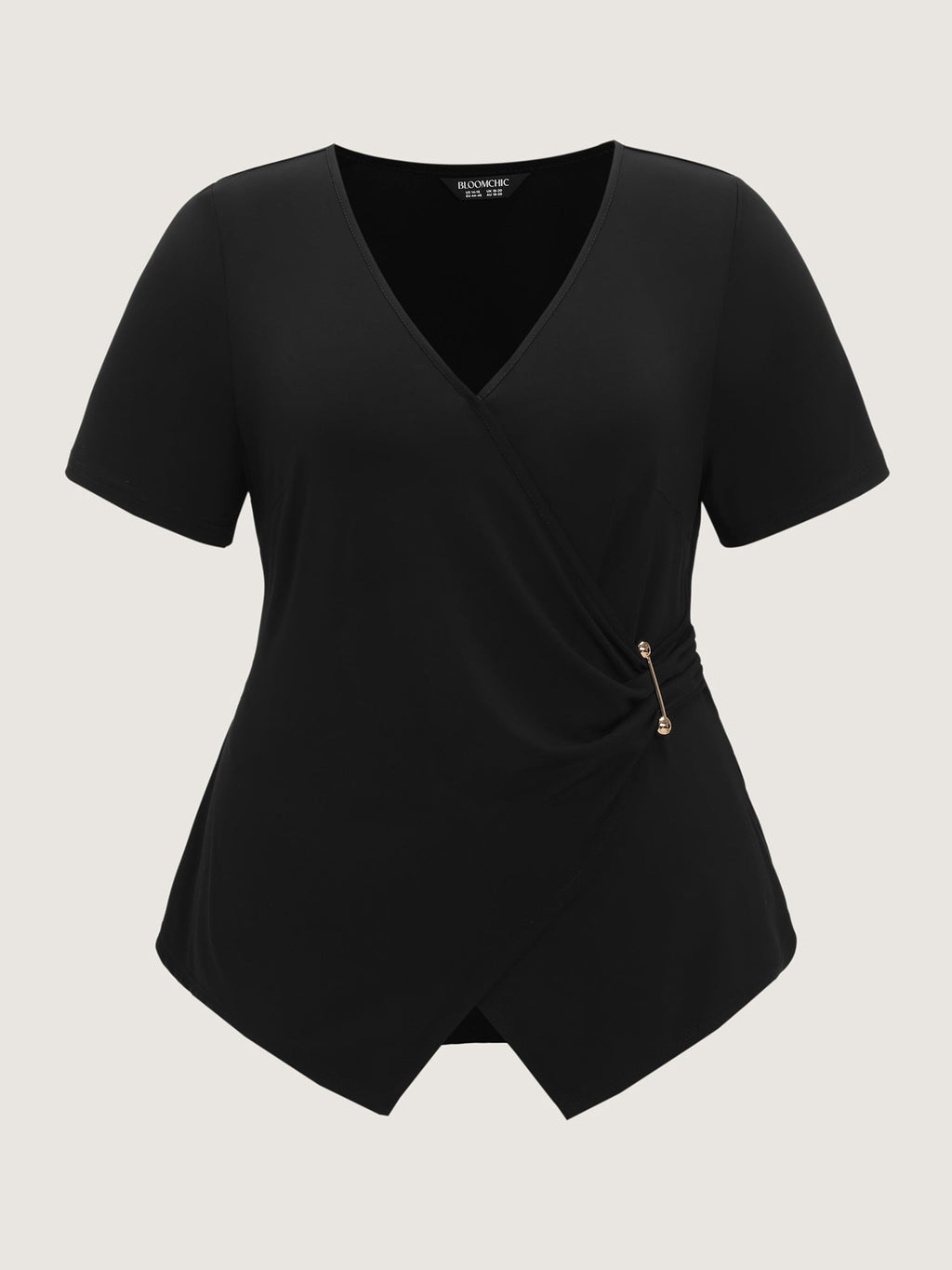 Supersoft Wrap Neckline Side Tie Plain Top