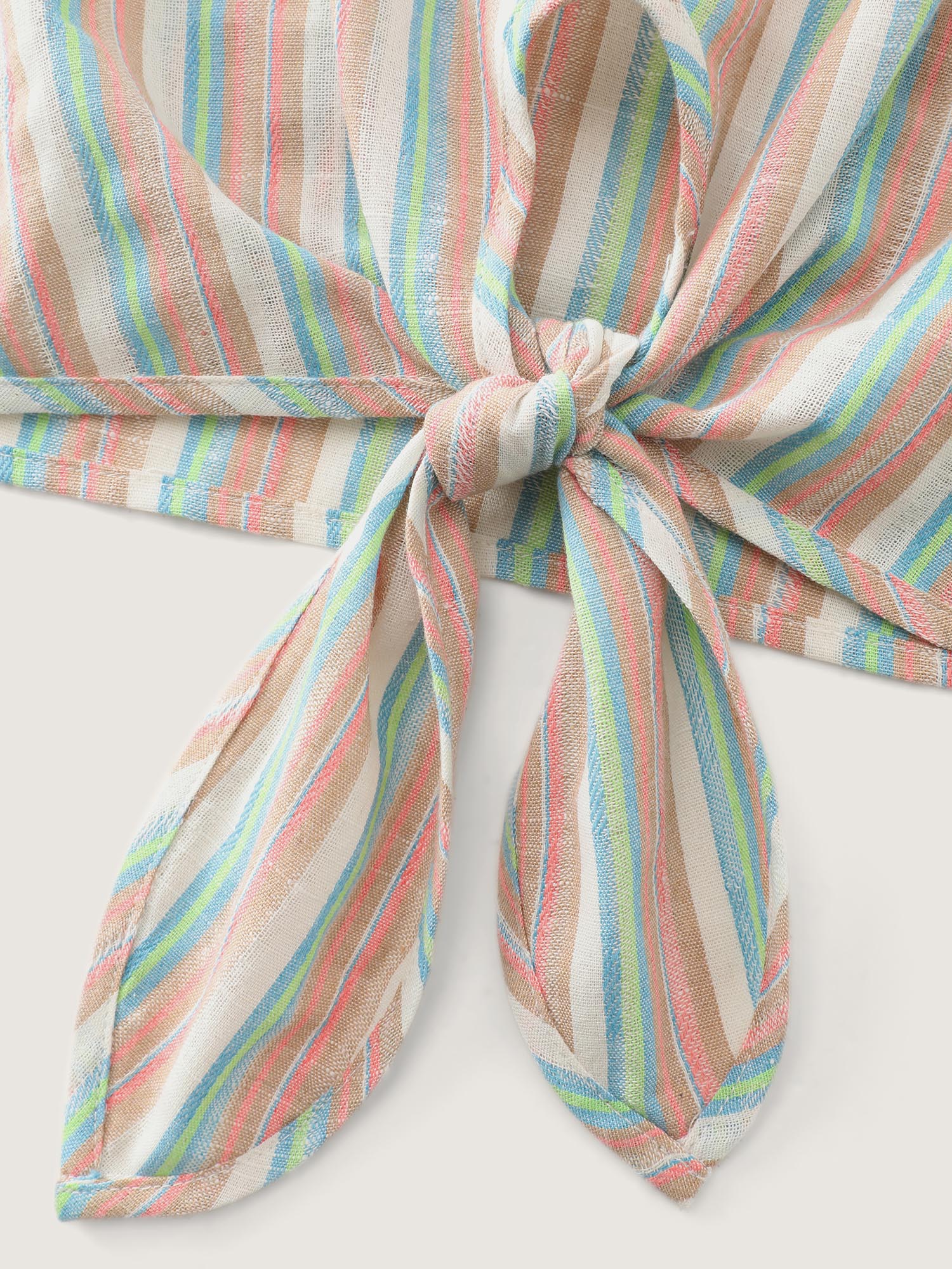 Striped Print Knotted Front Blouse
