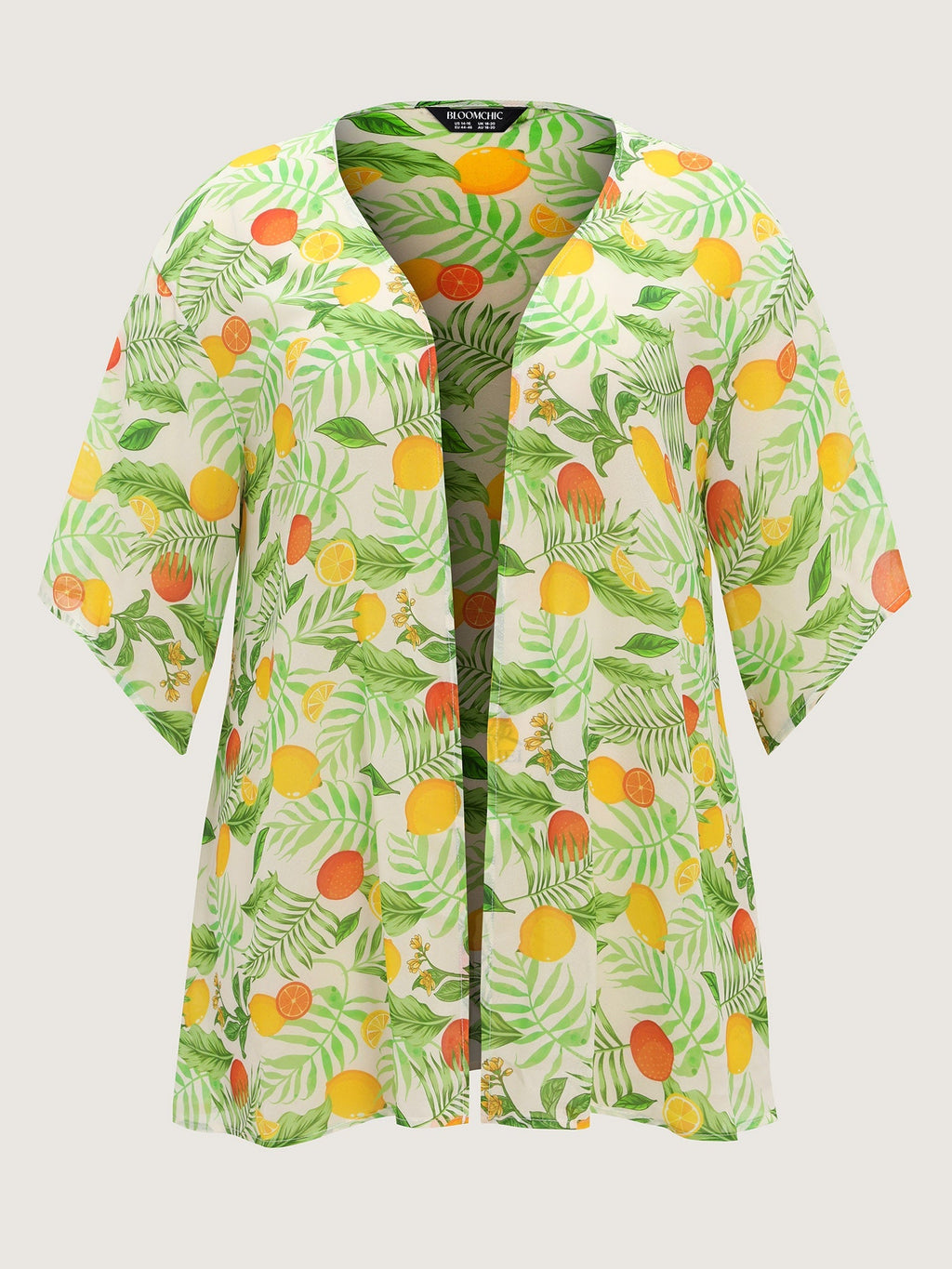 Citrus Print Open-Front Cover-Up