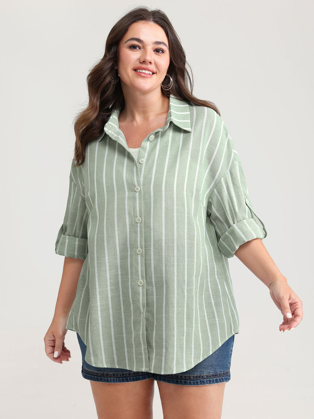 Adjustable Tab Sleeve Button-Down Shirt