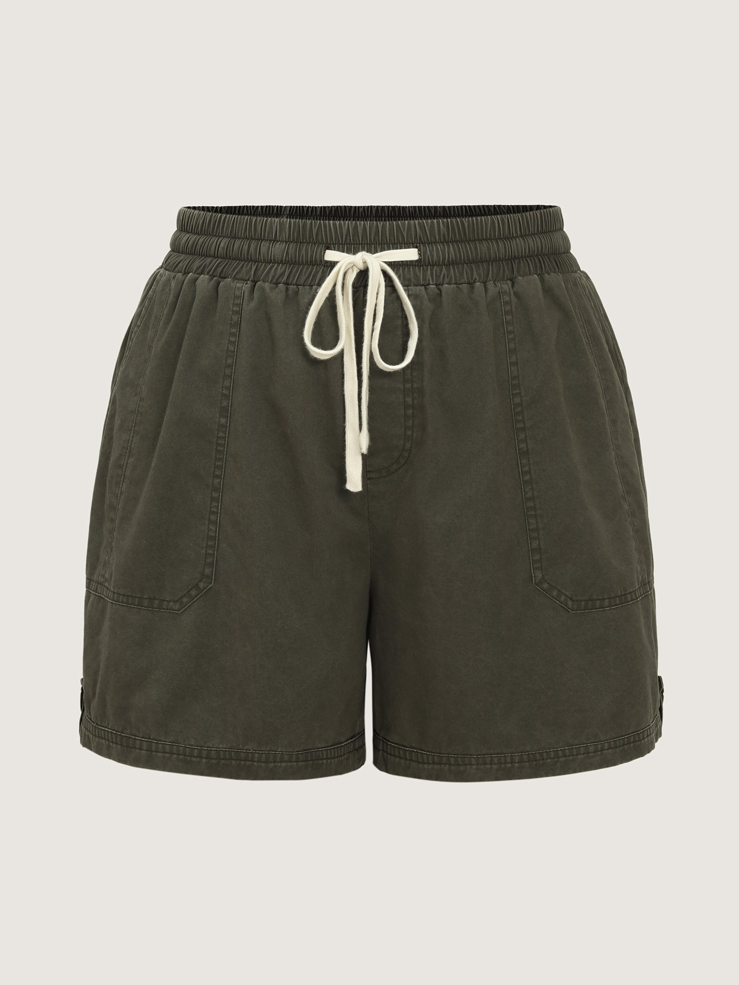 Cotton Washed And Distressed Straight-Leg Shorts