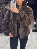 Women Plush Spliced temperament Casual Coat