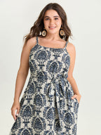 Supersoft Damask Print Waist-Tie Maxi Dress