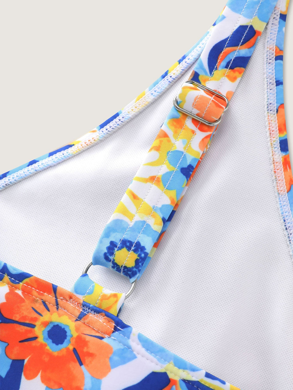 Floral Print V-Neck Swim Top