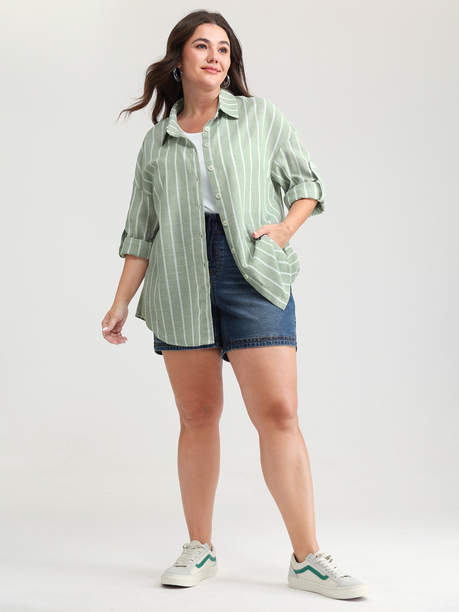 Adjustable Tab Sleeve Button-Down Shirt