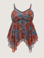 Paisley Print Handkerchief Hem Tank Top