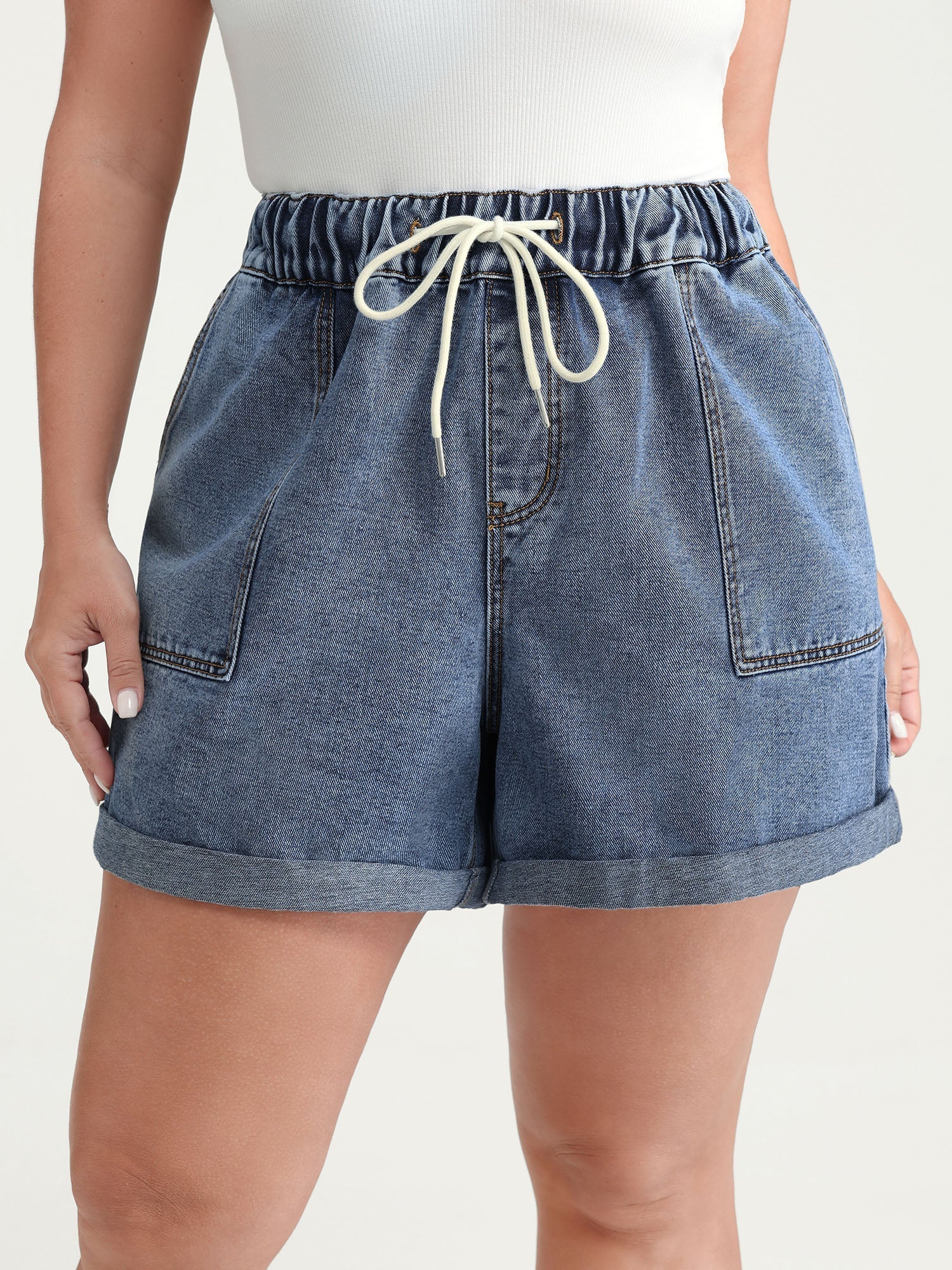 Everyday Stretchy Straight-Leg Denim Shorts