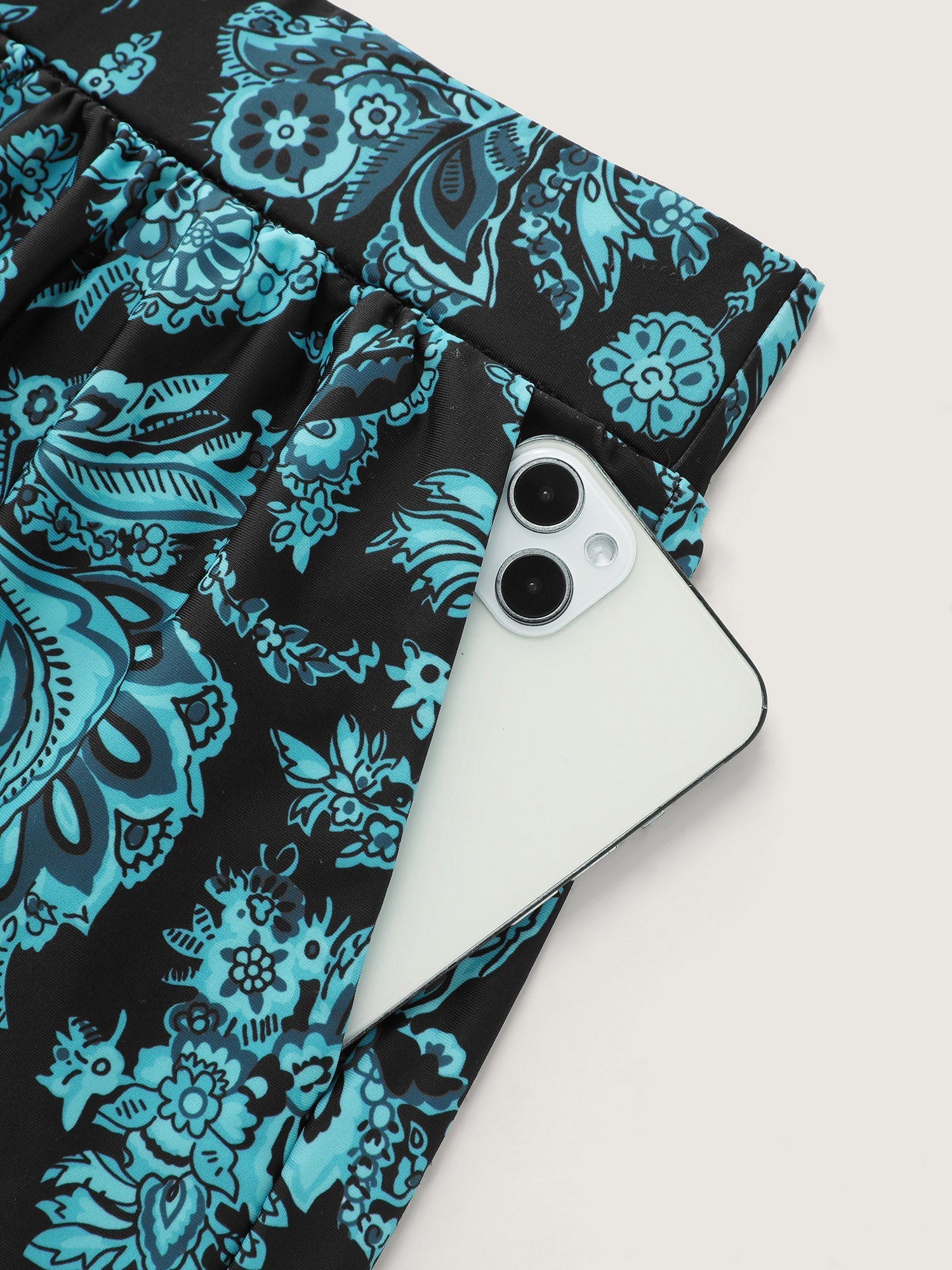 Paisley Print Pockets Swim Bottoms