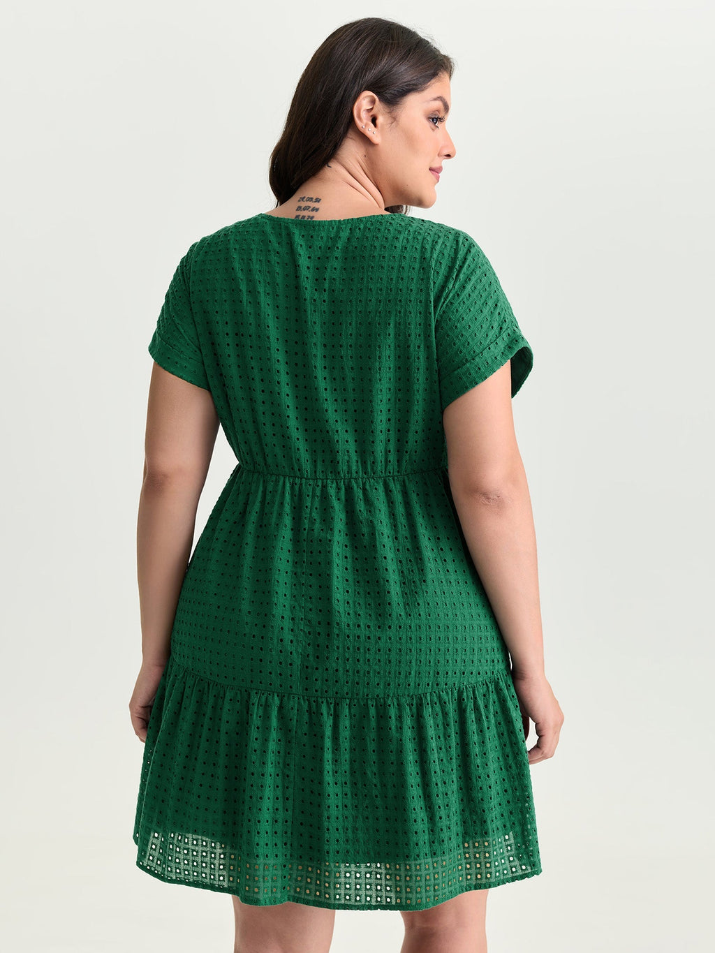 Cotton V-Neck Tiered Mini Dress