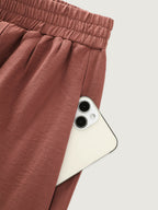 Ruffled Hem Plain Flowy Pants