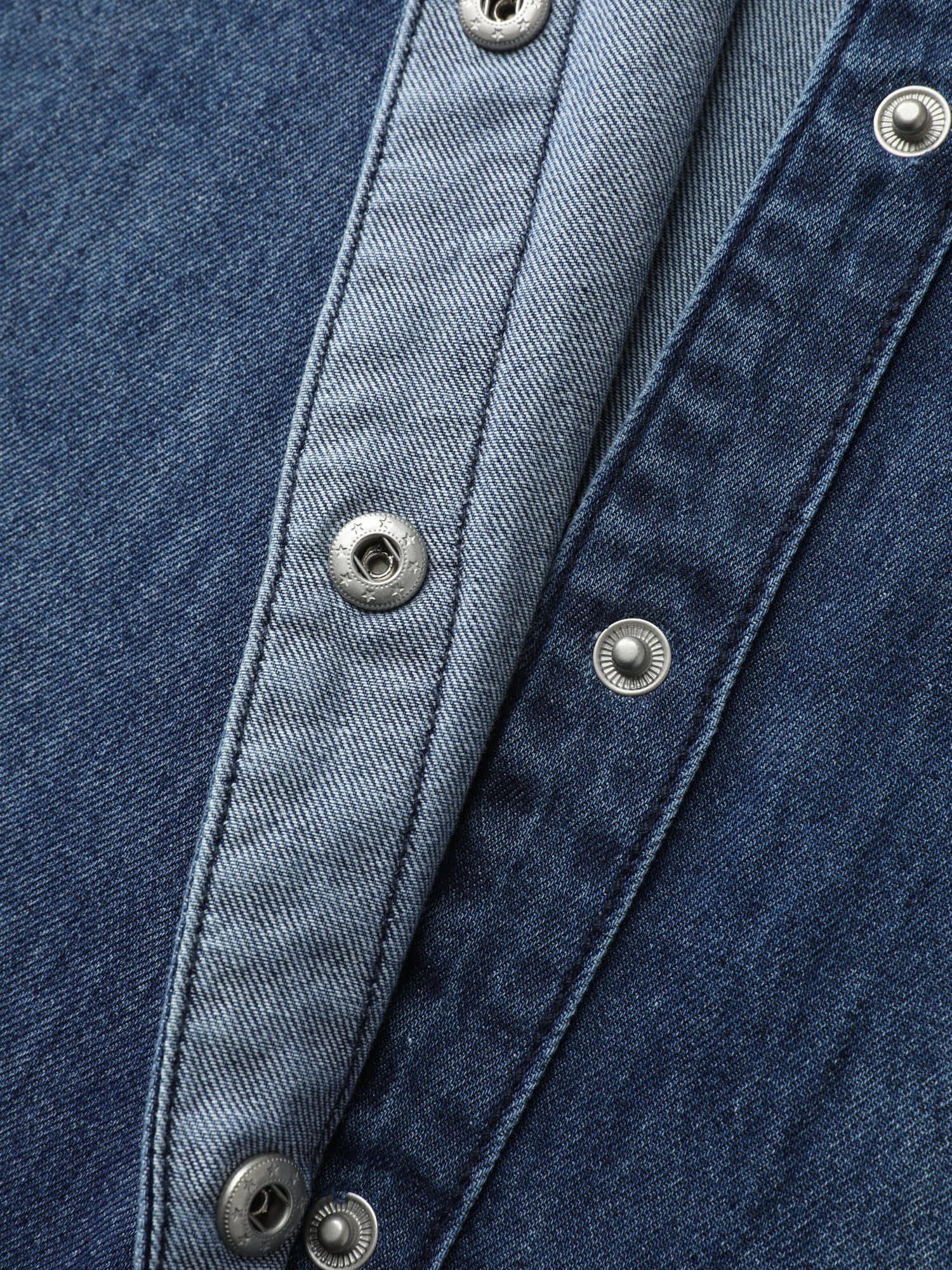 Button Detail Collar Pocket Denim Top