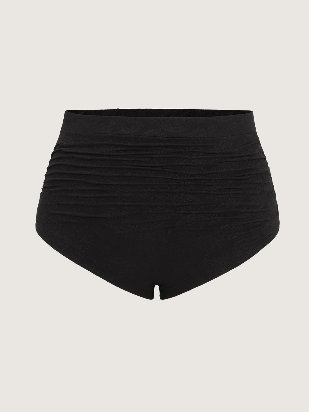 Paisley Textured High-Waisted Swim Bottoms