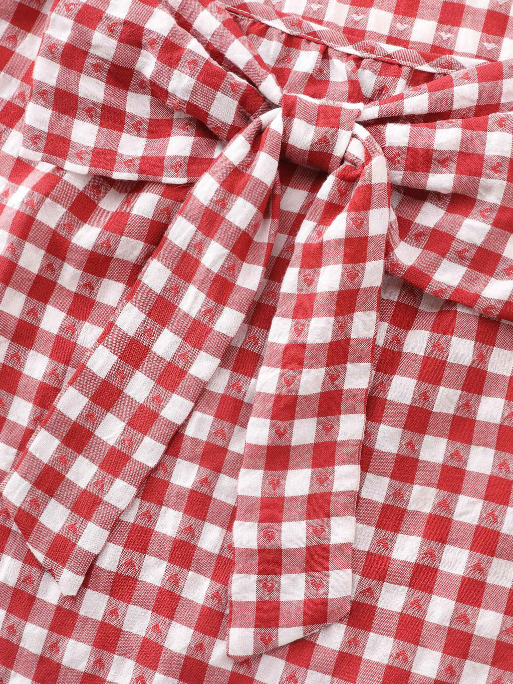 Gingham Print Layered Flutter Sleeve Blouse