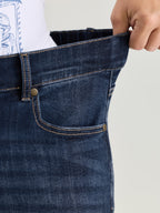 Elastic Back Waist Skinny-Fit Denim Shorts