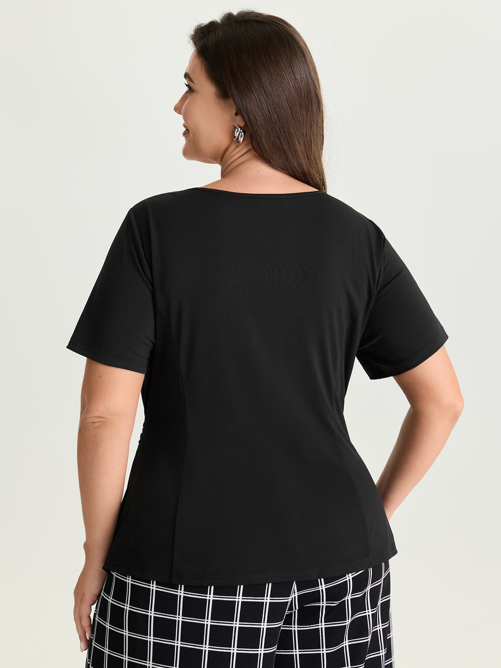 Supersoft Wrap Neckline Side Tie Plain Top