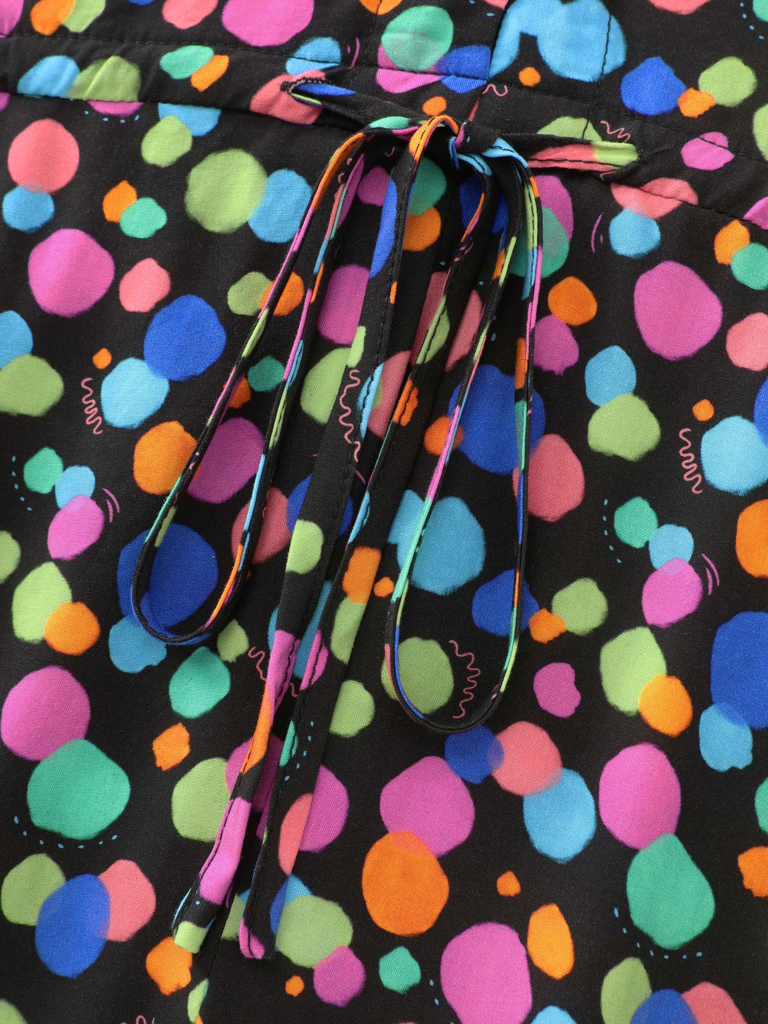 Multi-Color Polka Dots Print Midi Dress