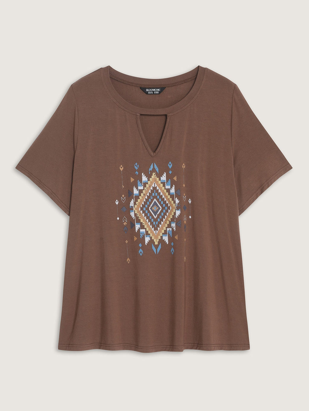 Supersoft Geometric Print Keyhole Neckline T-Shirt