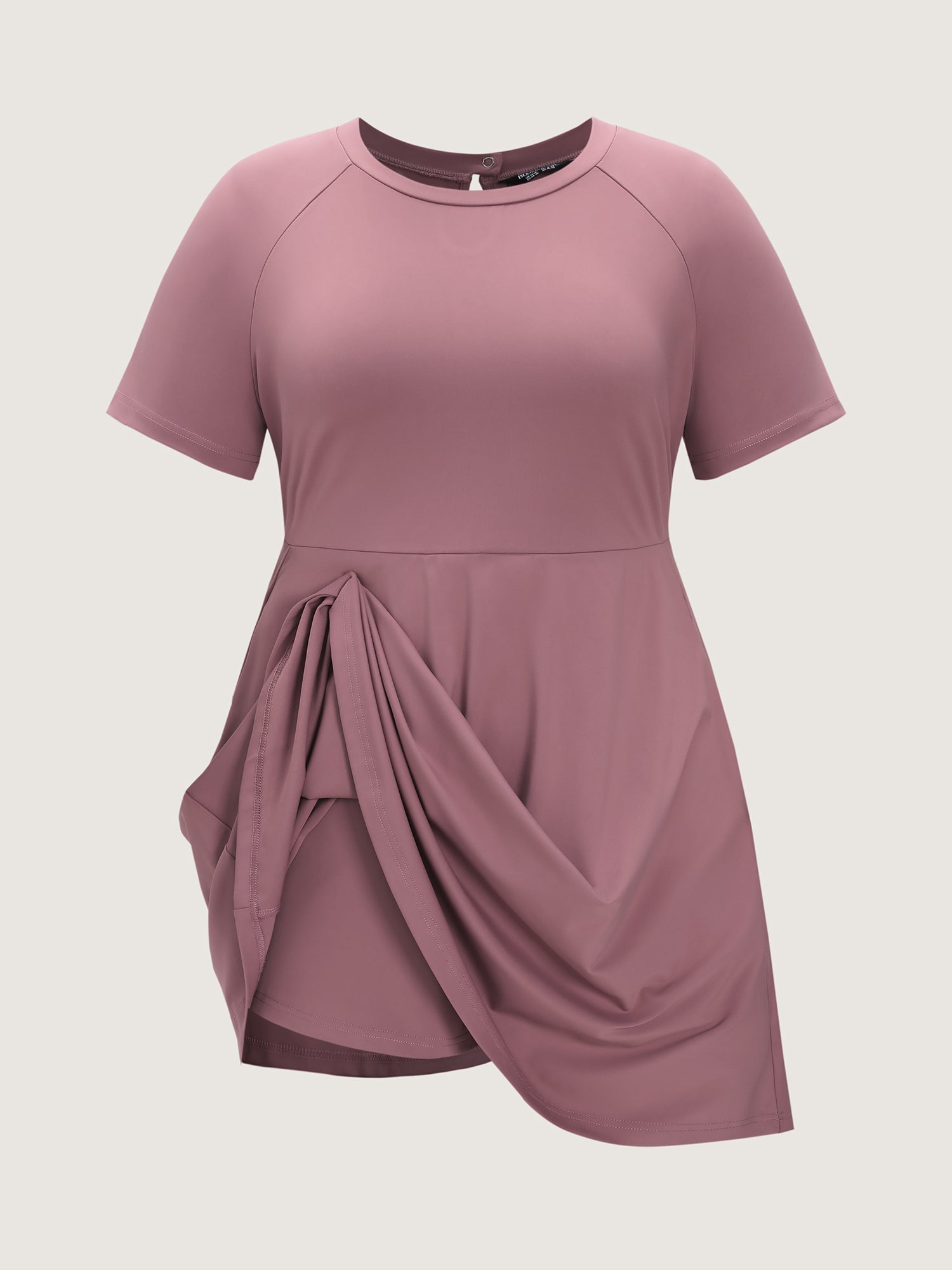 Raglan Sleeve Plain Round Neck Mini Dress