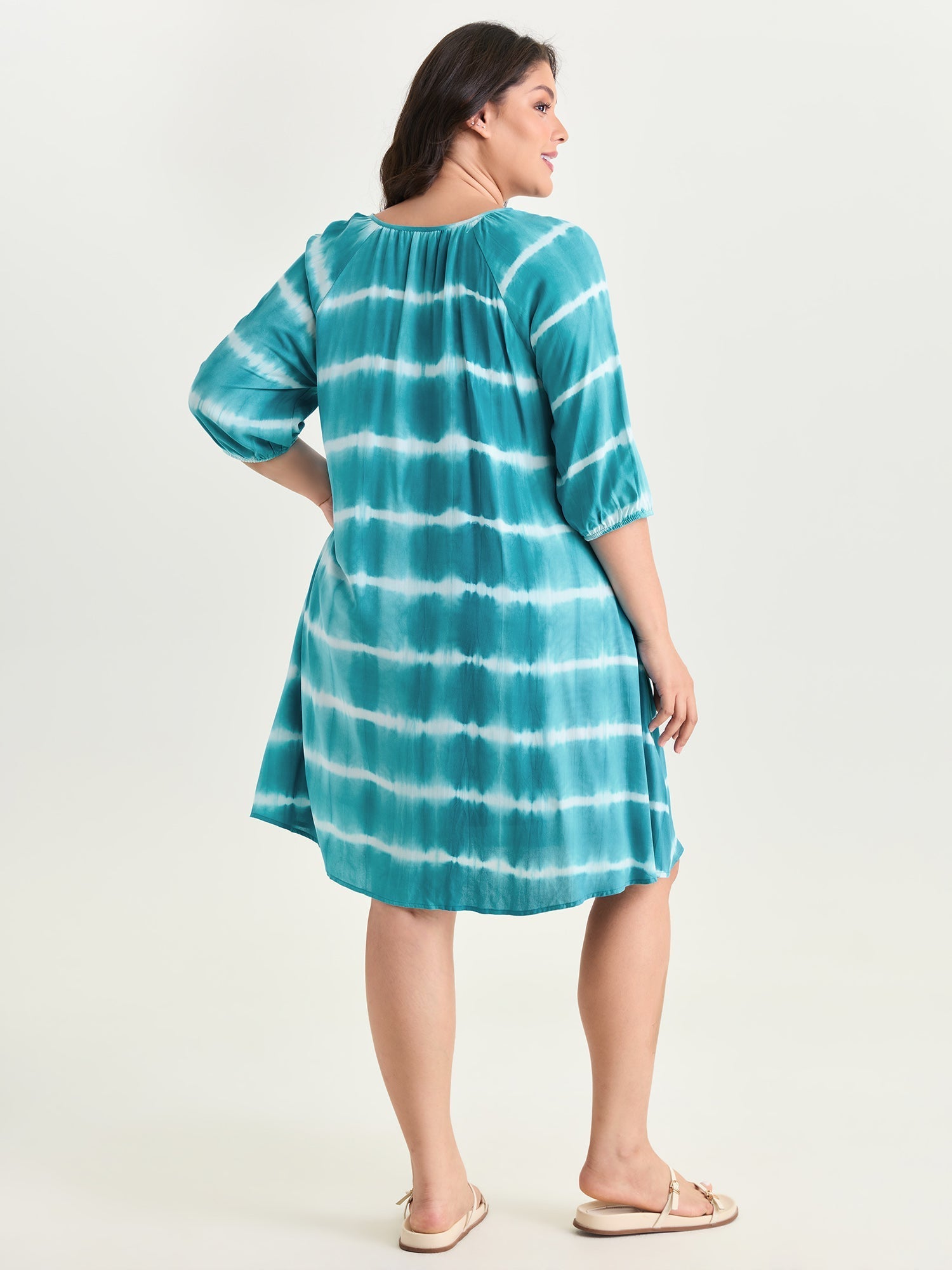 Color Contrast Striped Print Mini Dress