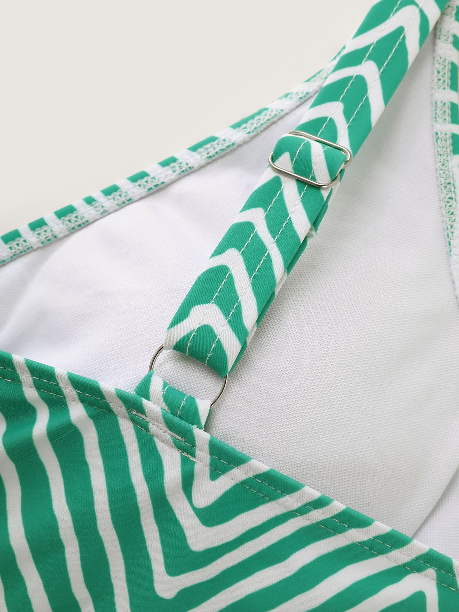 Geometric Print Color Contrast Swim Top