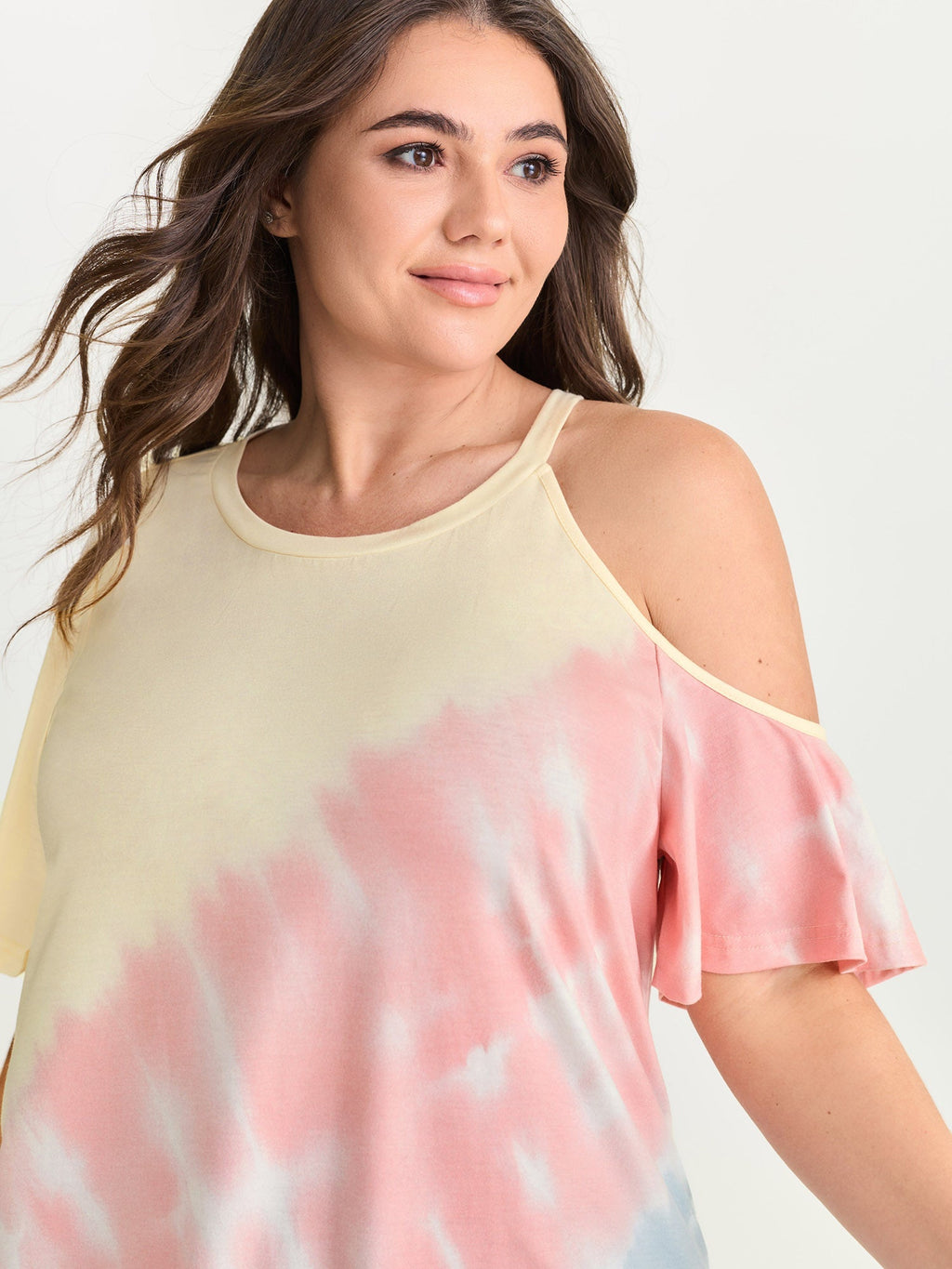 Supersoft Color Gradient Cut-Out Shoulder T-Shirt