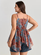 Paisley Print Handkerchief Hem Tank Top