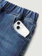 Stretchy Pull-On High Waist Pockets Denim Shorts