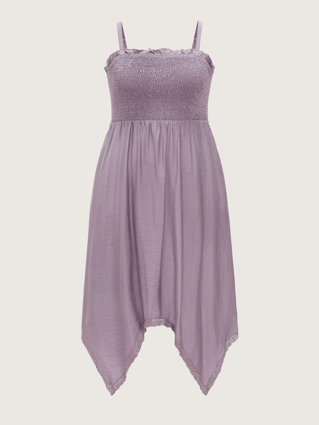 Shirred Handkerchief Hem Maxi Dress