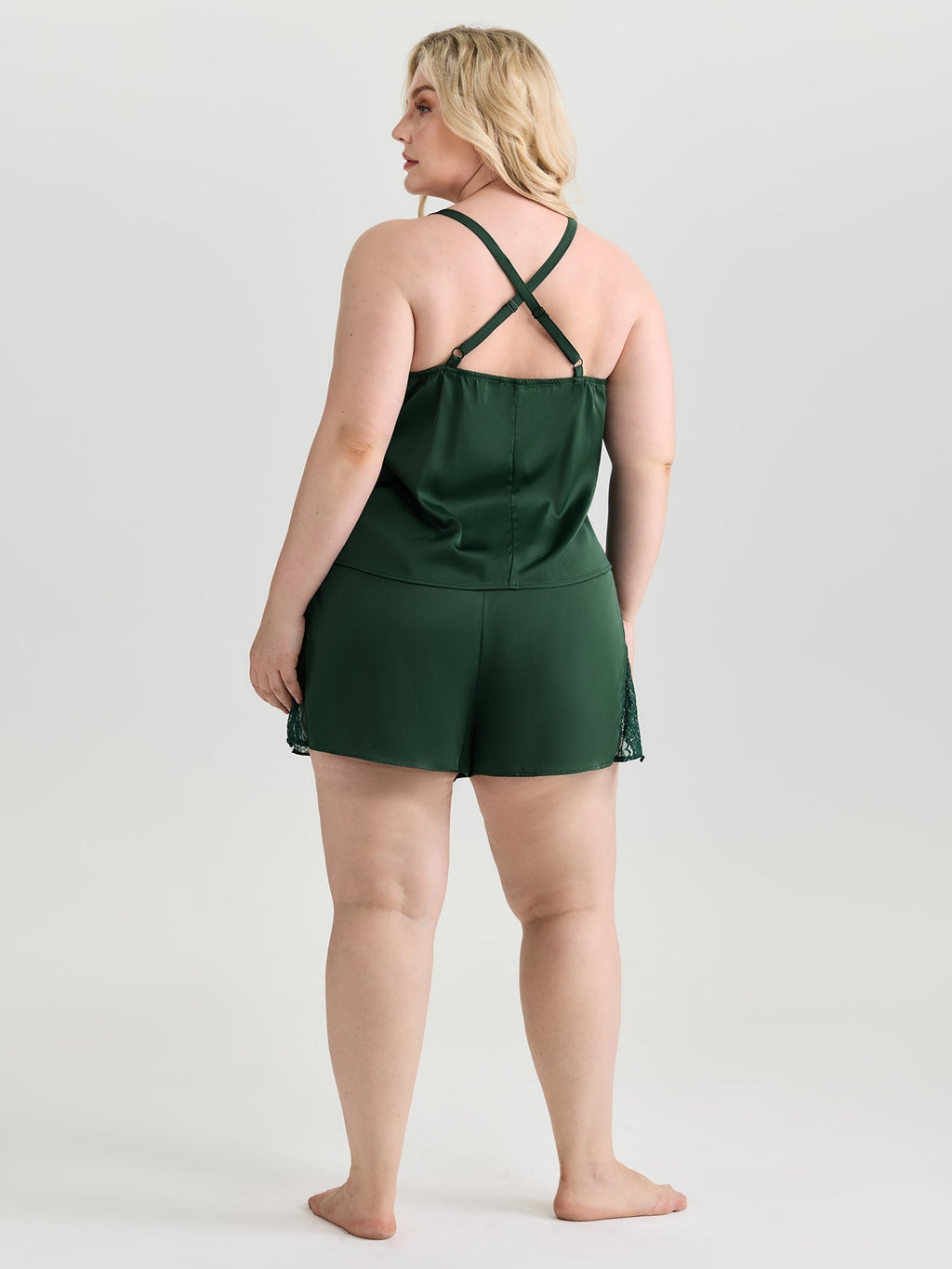 Cowl Neckline Lace Trim Two-Piece Lounge Set