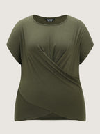 Supersoft Stretchy Overlap Pleated Knit Top