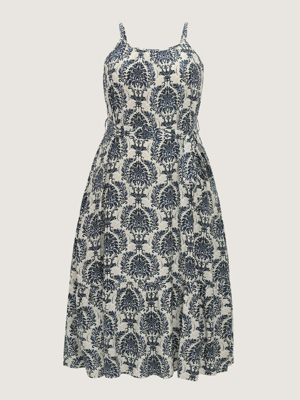 Supersoft Damask Print Waist-Tie Maxi Dress