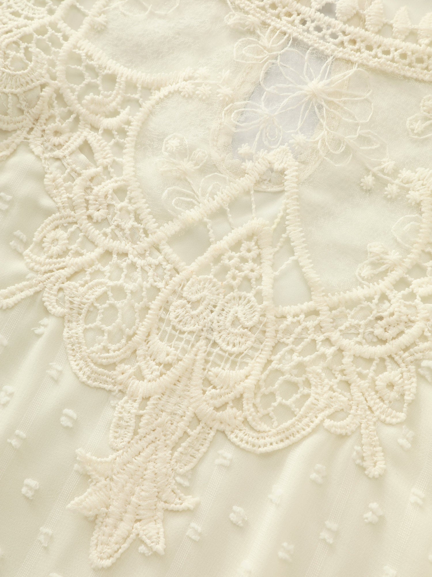 Sheer Lace Neckline Layered Sleeve Blouse