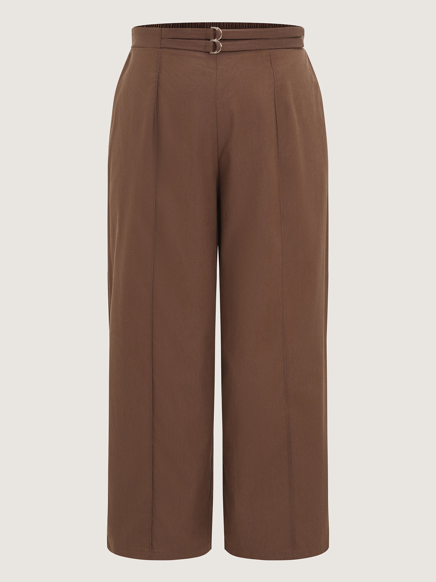 Double Buckle Waist Straight-Leg Pants