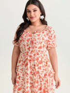 Floral Ruffled Edge Tiered Maxi Dress