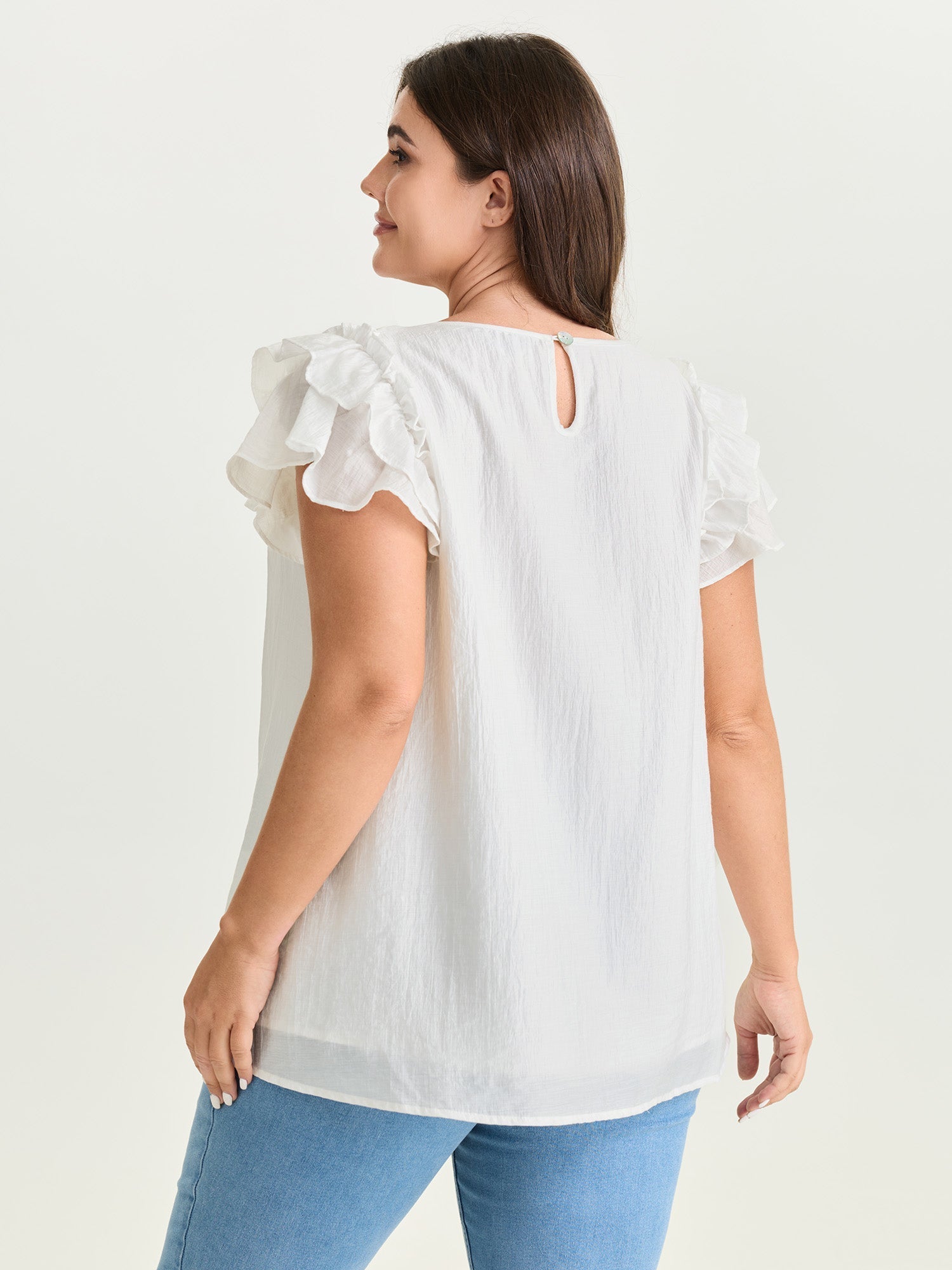 Supersoft Lotus Leaf Sleeve Flowy Blouse