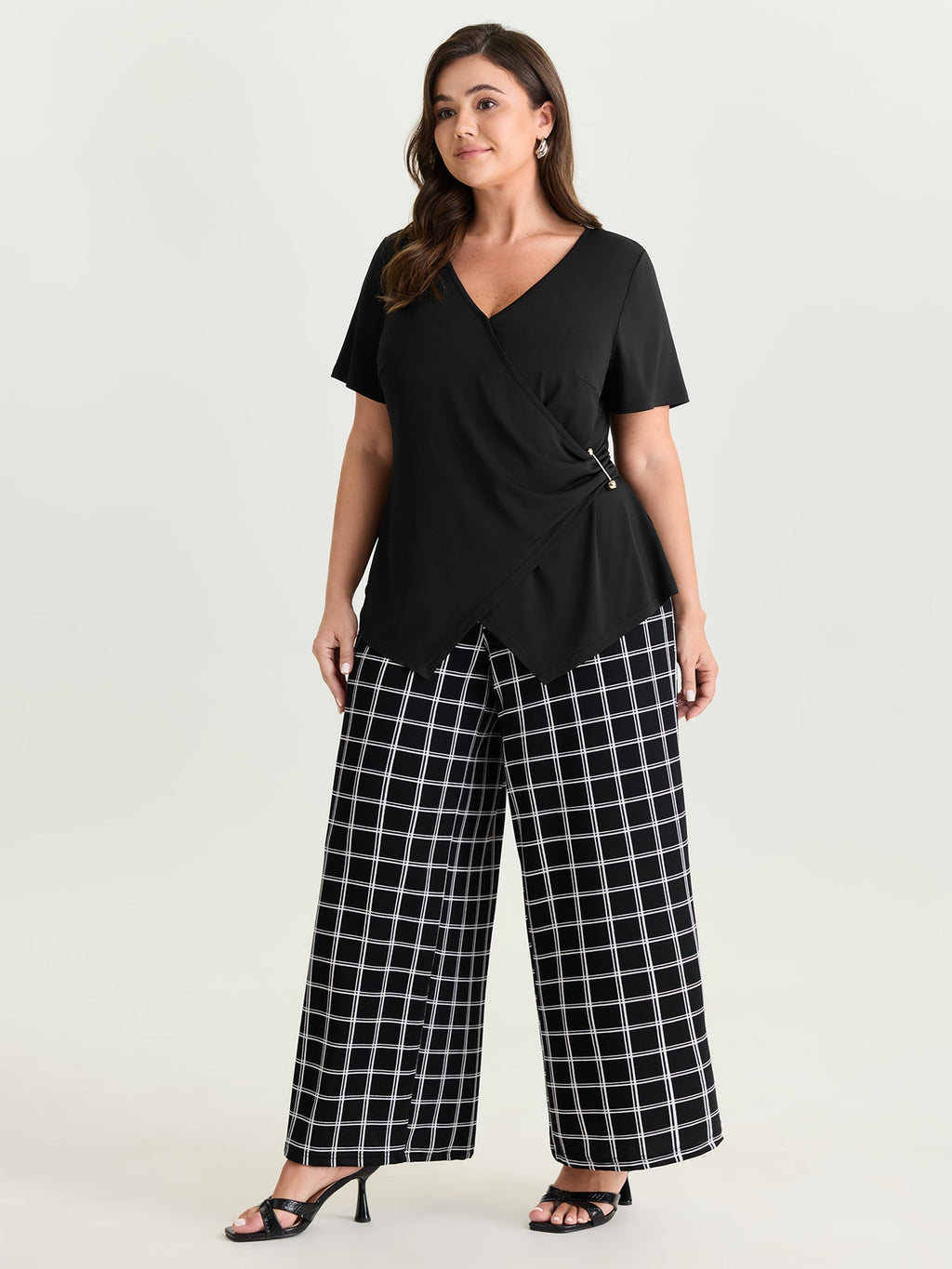 Supersoft Wrap Neckline Side Tie Plain Top