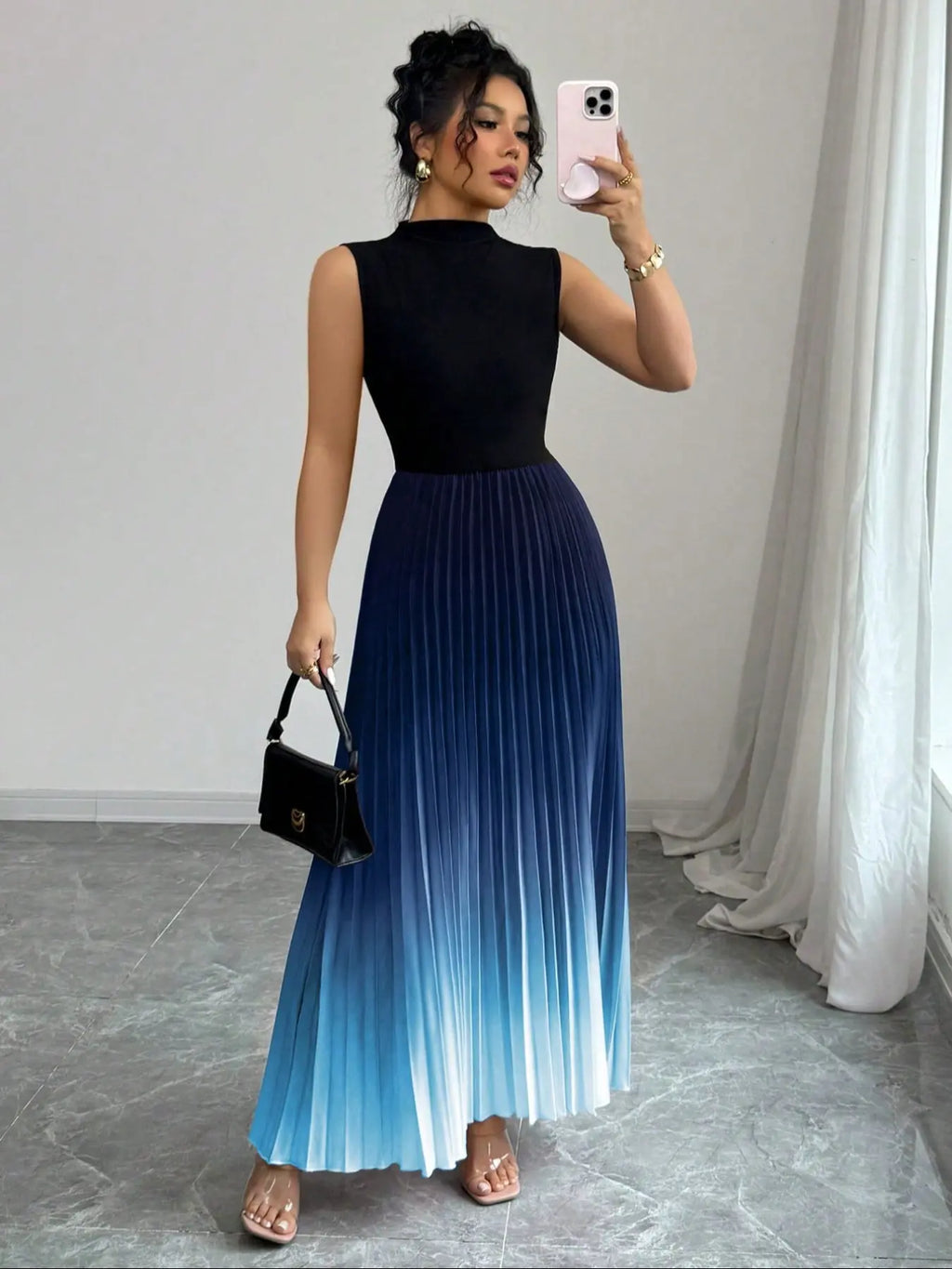 Women's Ombre Print Tank Dress, Elegant Sleeveless Dress for Party, Ladies' Clothes for All Seasons, Formal Dresses, Elegant Classy Flattering