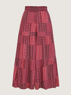Geometric Print Flared Shirred Waist Pants