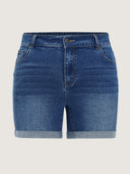 Curve-Friendly Stretchy Straight-Leg Denim Shorts
