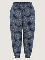 Supersoft Geometric Print Pockets Shirred Waist Pants