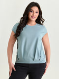 Stretchy Elastic Hem Plain T-Shirt