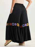 Colorful Crochet Floral Flared Pants