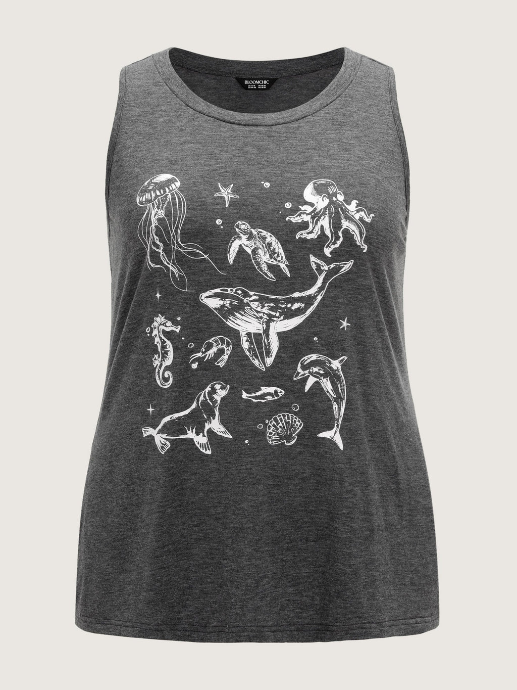 Supersoft Ocean Print Round Neck Tank Top