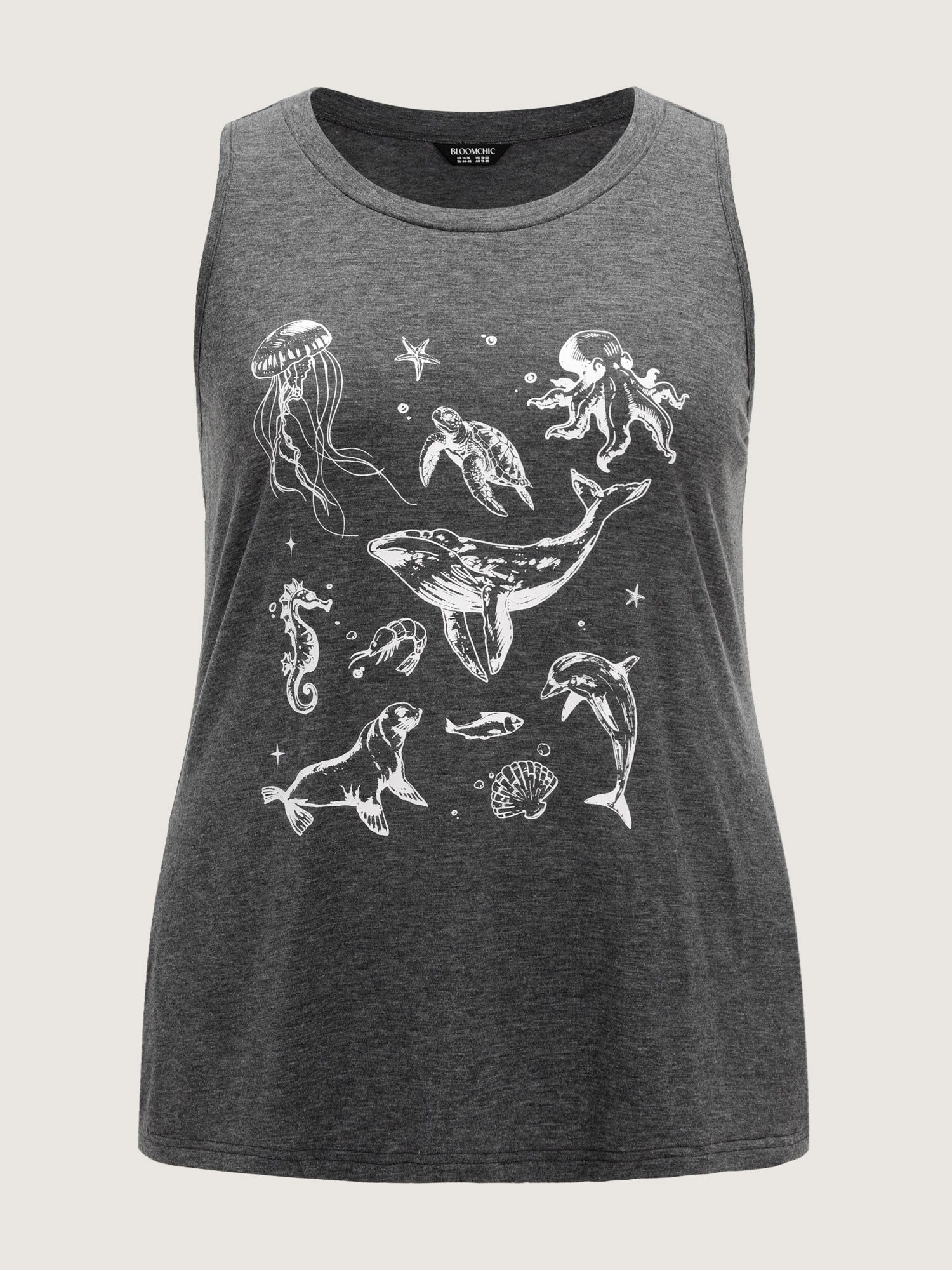 Supersoft Ocean Print Round Neck Tank Top